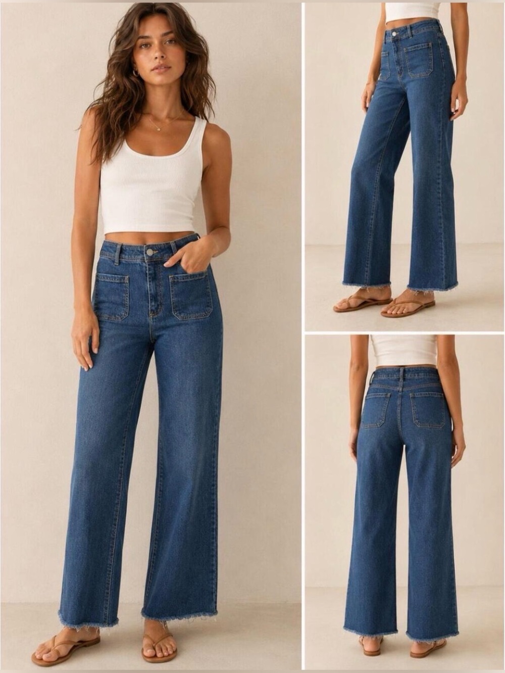 OAT New York Wide Leg Frayed Hem Jeans Size 8/29
